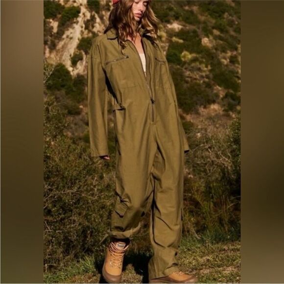 Free People Pants - FREE PEOPLE Movement Mesmerize Me Coveralls in Olive NWOT